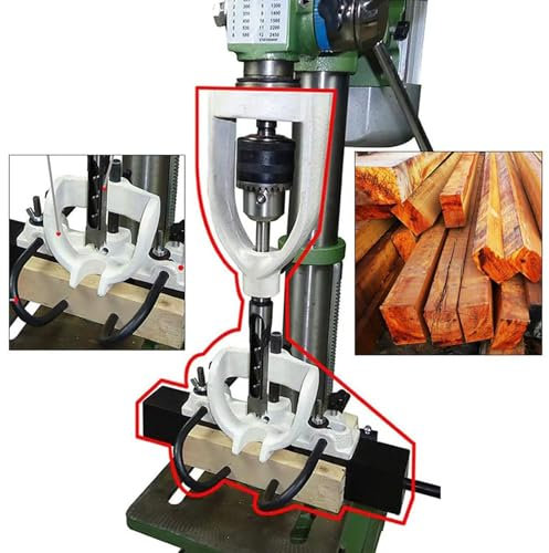oiakus Bench Drill Locator Set, Woodworking Bench Mortiser Square Hole Chisel Drilling Machine, Woodworking Mortise Machine for Mortising Chisels with 4 Bits Steel, Mortise Locator Tool Machine