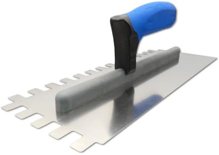 DEWEPRO Zahnkelle XXL - Zahnung: 12x16mm - extra lang - Zahnspachtel - Glättekelle gezahnt - Modell Profi III