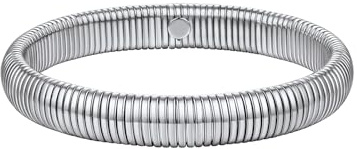 FOCALOOK Stretch Armband Damen Armreif Mädchen Edelstahl Elastisches Armband Schlange Armspange Schlangenarmband 10mm breit Schmuck Accessoire