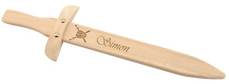 Holzschwert für Kinder personalisiert mit Namen | Ritter | Piraten | Kostüm | Kindergeburtstag | Fasching 43x12 cm Pohmer Design
