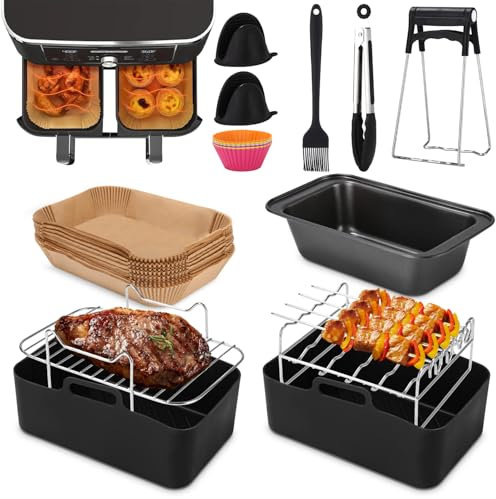 11 Stück Airfryer Zubehör Set Heißluftfritteusen Zubehör für Ninja Foodi AF400EU、 AF300EU、COSORI,、Tower 7.6L/8L/9L/9.5L Dual Zone Heißluftfritteuse