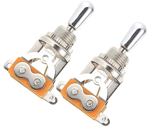 E-gitarren Tonabnehmerschalter aus Metall für Ersatz | Silber, Gitarrenmodell Typ, 3-position Ausführung, Leicht und Kompakt, 2 Stück-pack für Aufbewahrung