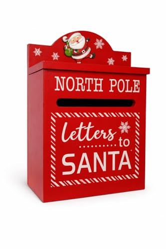 eBoutik - Tradicionales cartas a Papá Noel – lista de Navidad de madera y tarjeta de Navidad. Decoración de buzón de Papá Noel para niños – decoración rústica de granja para el hogar