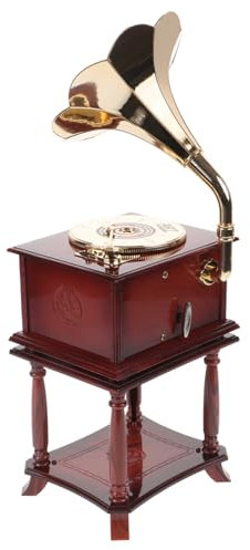 Cabilock Vintage Grammophon Musikbox Mit Sockel Retro Tischdekoration Für Zuhause Büro Und Festlichkeiten Als Für Besondere Anlässe Hochwertige Verarbeitung Braune Ausführung