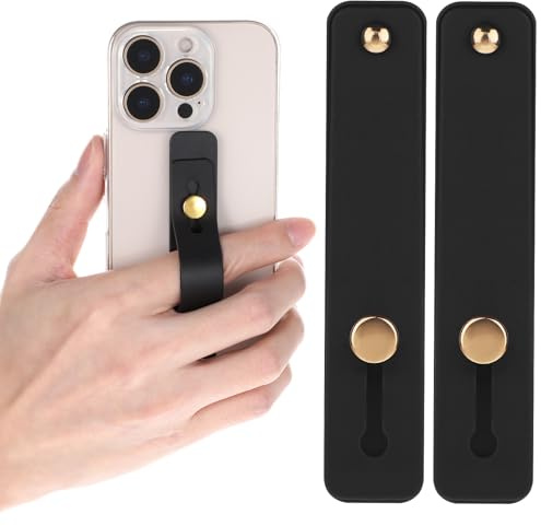 Ymapinc 2 Stück Silikon Handyschlaufe Fingerhalter | Verstellbarer Fingerhalterung Handy Selbstklebend Handy Fingerhalter für einhändigen Halten von Smartphones
