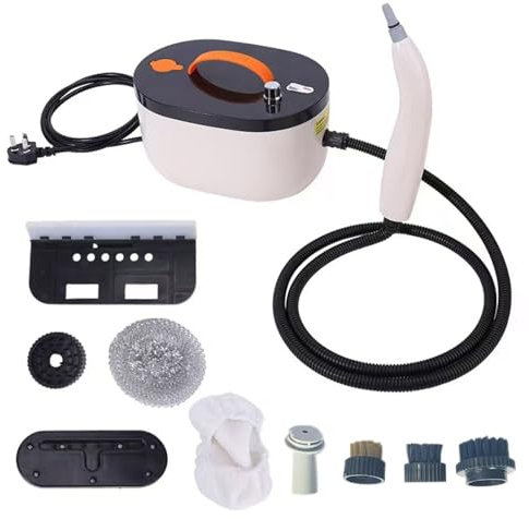 Limpiador a vapor de alta temperatura pequeño, máquina de limpieza de aceite de cocina de mano para el hogar, máquina de limpieza esterilizadora y desinfectante,Black