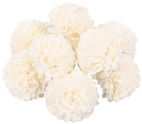 CREATCABIN 20 Stück Künstliche Chrysanthemen Weiße Blumen Künstliche Blütenköpfe 4x3.2cm Tücher Lebensechter Frühlingsblumenstrauß Stiellose Gänseblümchenköpfe Für Innenbereich Büro Heimdekoration