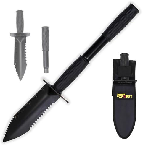Xforst Detection metaux Pelle bêche pour détecteur de métaux vec Fonction d'Extension. Hori Hori, Pelle Camping. Mini Pelle de Survie. Idéal Le Jardinage, la Prospection. Modèle X-GM350.
