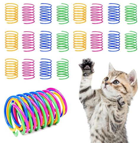 20 Stück Katzenspielzeug Spirale,Spiralen Katzen Interactive Buntes Kunststoff,Katze Spielzeug Spirale,Cat Toy Feder,Katzen Spielzeug,Bunte Neuheit Haustiere Kreatives Spring Spirale für Katze Cat Toy