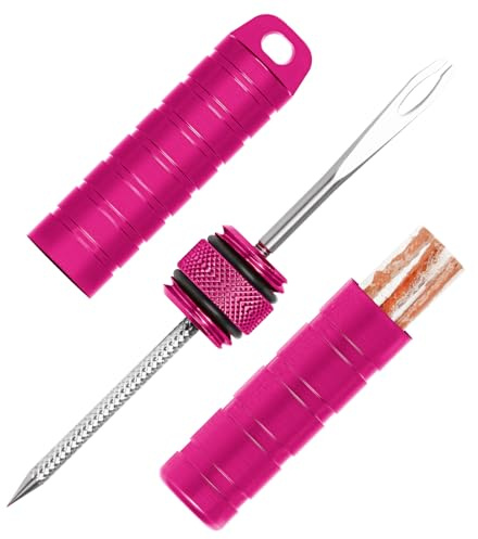 BWSHLF Tubeless Bike Tire Repair Kit for Mountain Bikes & Road Bicycles, Tubeless Tire Plug Kit with Storage Canister, Reamer, Insertion Fork, 10 Bacon Strips, Fix a Puncture or Flat, No Glue Needed