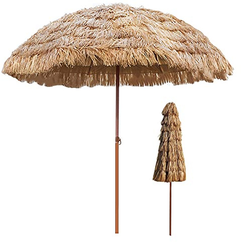 QUSYZD Ombrelloni da Giardino, ombrelloni in Paglia, ombrelloni da Esterno inclinabili, ombrelloni hawaiani, da Usare in Giardino, Cortile, Spiaggia, 300 cm/9,8 Piedi,300cm/9.8ft