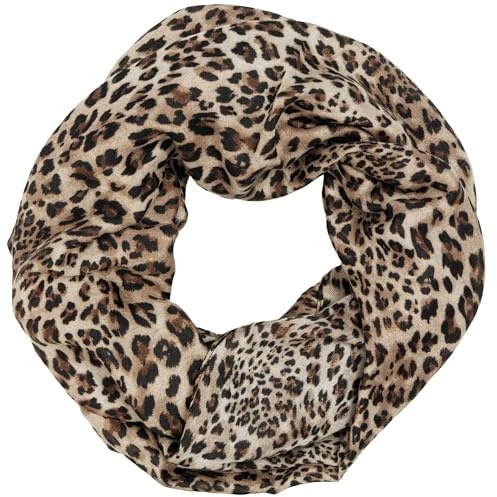 Caspar Leichter Damen Loop Schal samtweicher Viskose Halstuch mit exotischem Leo Muster Animal Print - SC546