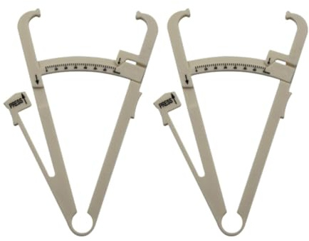 harayaa 2 Pinzas para Pliegues Cutáneos, Instrumento de Medición de Pliegues Cutáneos con Kit de Seguimiento de Corporal Y Cinta Métrica, Apto para Todos, Escala única Blanca