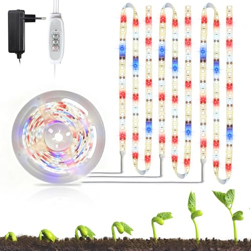 QIHANS 24W Pflanzenlampe LED Vollspektrum, 120 LEDs Grow Lampe Für Zimmerpflanzen 3/9/12H Auto Timer Und 4 Stufen Dimmbar, Pflanzenlicht Für Gemüse Stecklinge Sukkulenten Indoor Garten (1M x 3)