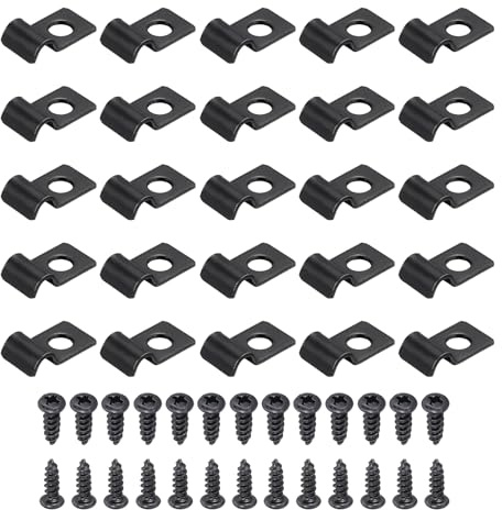 sourcing map Lot de 25 sangles de tuyau de 4 mm à un trou, supports rigides en U pour conduit, colliers de serrage en acier au carbone très résistants avec vis autotaraudeuses pour fixation de tube