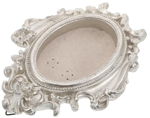HAMPPLIES Cadre Photo Vintage Ovale Résine Argentée Ornement Décoratif Baroque pour Table et Mur Cadre Antique Élégant pour Affichage Photo Style Rétro Européen