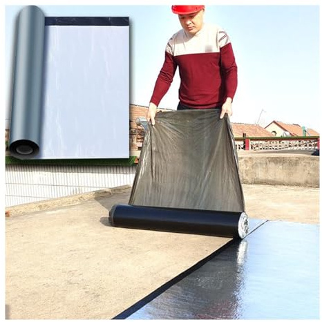 Rouleau Bitume Toiture Écart,ruban d'aluminium, imperméabilisant 1.2/1.5/2mm Épaisseur Bande Bitumeuse, réparation de toiture et de camping-car,Résistance à la déchirure(THK1.2mm/W1*L8m)