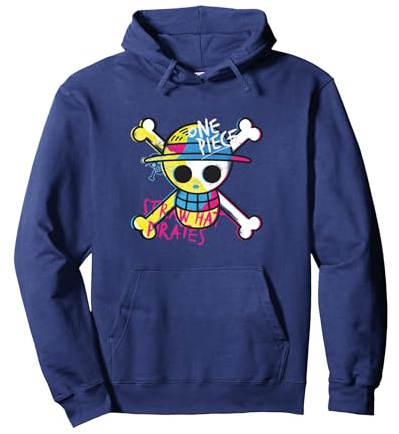 One Piece Chapeau de Paille Pirates Logo Couleur Singe D Luffy Sweat à Capuche