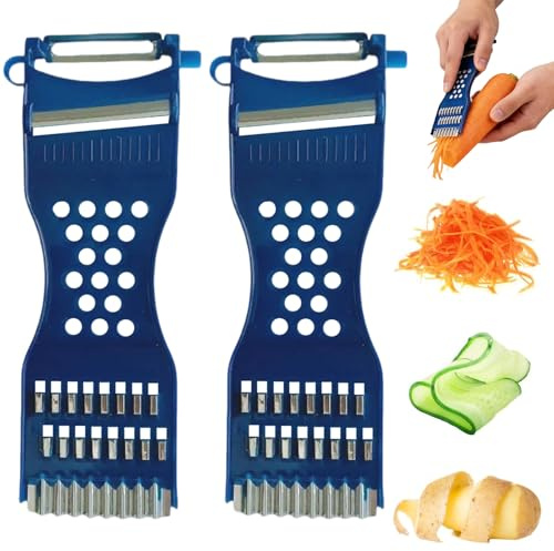 HORREX 2 Stück 6-in-1 Multifunktions Sparschäler, Wiederverwendbar Spülmaschinenfest, Praktisch und Bequem Schälen, Hobeln & Julienne, Karotten Schneider für Obst & Gemüse