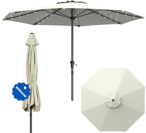 WoRaum Sonnenschirm 300cm/350cm，Gartenschirm mit Kurbel und Neigbar,Balkonschirm UPF 50+,38 mm Alu-Ständer，Tragbar Terrassenschirm,Marktschirm,Strandschirm,Kurbelschirm für Terrasse, Balkon, Pool