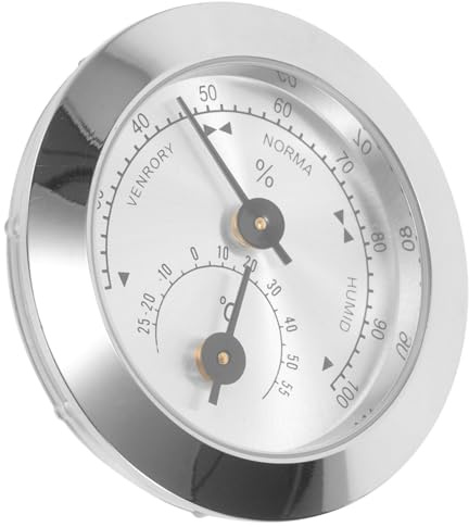 CHICAMPERA Humidity Meter 50Mm Silver Violin ABS Zinc Alloy Hygrometer for Guitar Acoustic Case Instrument Care Temperature Gauge