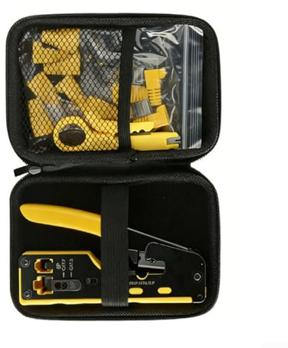 Crimpadora de cable de red para conectores RJ45 Cat 5, 6 y 7, alicates de red de paso precisos con guía de cola de milano de acero al carbono, herramienta ergonómica para profesionales y aficionados