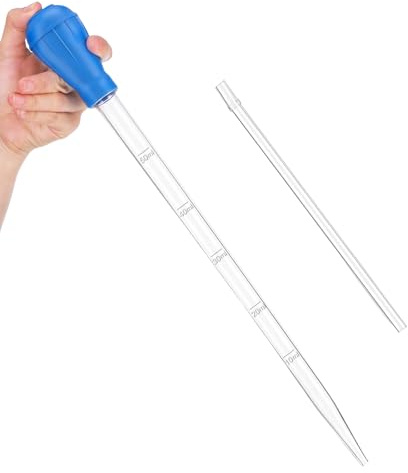 Wanmu 27.7in Extra Long Turkey Baster for Aquarium 50ml Baster Syringe Aquarium Water Changer Siphon for Fish Tank Cleaning Waste Remover, Gravel Cleaning Straw (Blue)