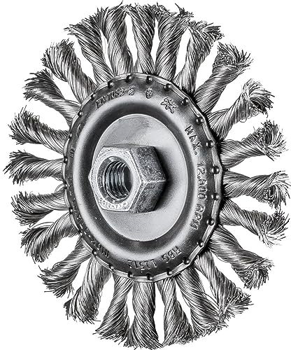 Pferd Cepillo de Alambre Redondo 115 millimeters, Ancho 12 millimeters, Alambre Trenzado Combitwist Inox 0,35, Rosca M14 x 2, para Trabajos Pesados