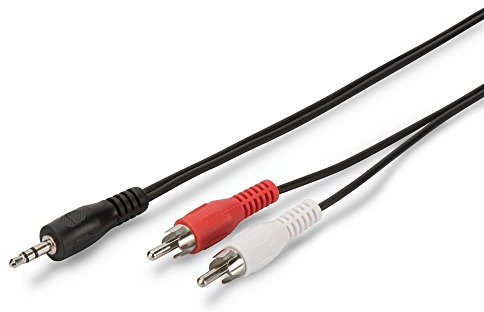 DIGITUS audio adapter cable - 3.5mm jack to 2x RCA - Aux cable - stereo cable - RCA adapter - 5m - black - for stereo systems, home cinema, soundbar, computer
