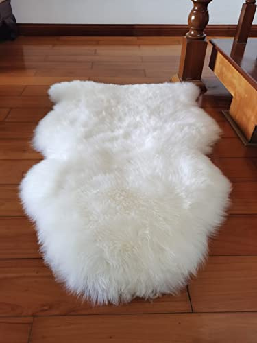 Starose New Zealand Sheepskin Rug Single Pelt Floor Area Rug Lambskin White 39x28