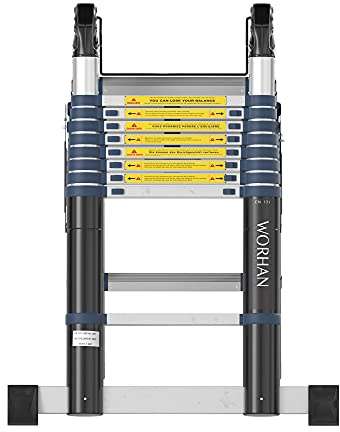 WORHAN® 5.6m TELESKOPLEITER ANLEGELEITER KLAPPLEITER TELESKOP Leiter MULTIFUNKTTIONS Leiter K5.6+Bag