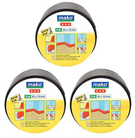 3 x mako Sockelleiste selbstklebend, 45mm x 5m, schwarz