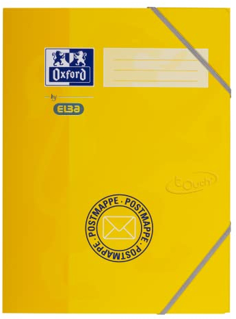 Oxford Post-Mappe A4, fester Karton, mit Gummizug, Soft Touch-Oberfläche, gelb