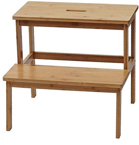 Mendler Tritthocker HWC-B87 Bambus 43x47x38cm | Stufenhocker, Trittbank Holzhocker