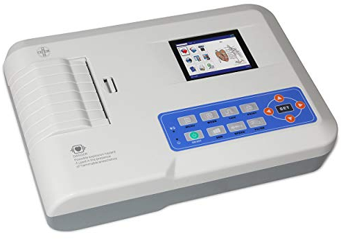 AIESI® Electrocardiografo portatil profesional 3 canales con interpretación ECG300G con software para conexión a PC y impresora térmica integrada de alta resolución, Garantía 24 meses