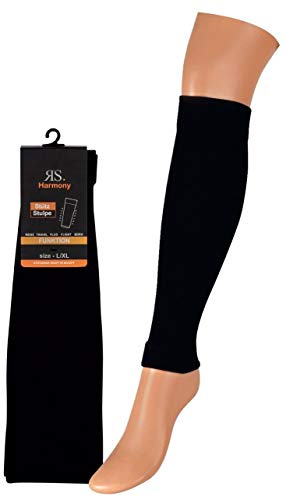 2 Paar Kompressionsstrümpfe ohne Fuß Stütz-Stulpen Wadenkompression Beinlinge (schwarz, L/XL)