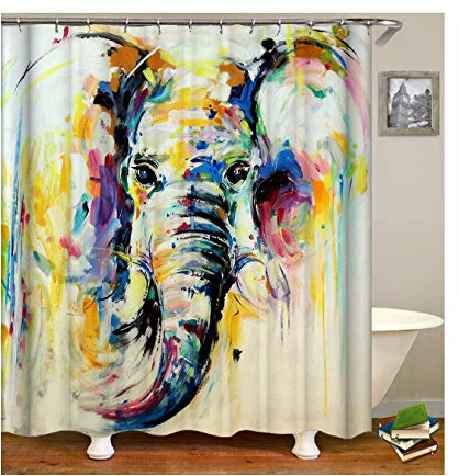 KnSam Anti-Schimmel Wasserdicht Duschvorhang Inkl. 12 Duschvorhangringen Farbe Elefantenkopf Vorhänge An Badewanne Bad Vorhang für Badezimmer 180 X 200 cm