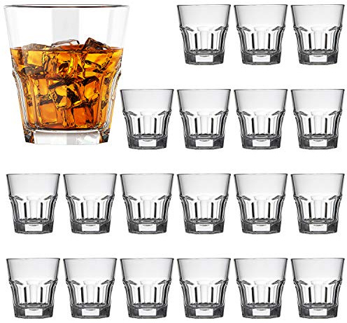 QAPPDA Shot Glass Set, Whiskey Shot Glasses,Heavy Base Shot Cups 4.5oz,Cocktail,Rocks Glasses,Mini Glass Cup For liqueur,Double Side Cordial Glasses,Tequila Vodka Cups Set Of 20