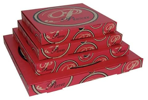 100 boites Pizza en Carton Alimentaire Format 330 x 330 x 35 m/m ou 33 x 33 x 3,5 cm Livraison de Pizzas Vente à emporter Restauration Rapide traiteurs pizzaiolo Restaurateurs