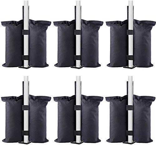 TESSLOVE Gewichtssäcke in Industriequalität, Sandsäcke, Beingewichte für Pop-Up-Zelt, Terrassenschirm, Outdoor-Möbel (nur Taschen, Sand Nicht enthalten). (6pcs-S, Schwarz)