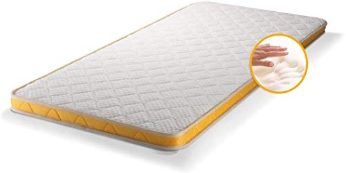 LDN Surmatelas double face en mousse visco-élastique Blanc/jaune 160 x 200 x 8 cm