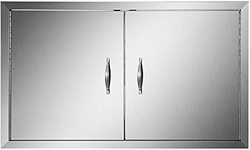 VEVOR Double Küche Kamintür BBQ Access Tür Edelstahl Putztür Outdoor Kitchen Door Walled Door für Außenküchen und Grillinsel (99 x 66 cm)