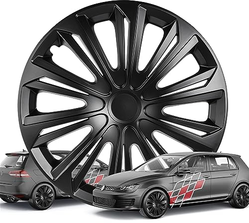 Walser Enjoliveurs de Roues Racer, Mention Très Bien* Ensemble de Quatre enjoliveurs de Roues pour Jantes en Acier 15 Noir