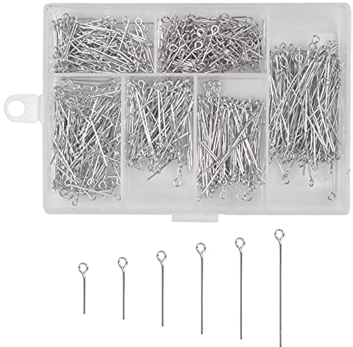 6 Größen Kettelstifte Metall Nietstifte Schmuckherstellung Ösennadeln Pins Offene Prismenstifte Pins mit Box für Ohrringe Armband Armatur Halskette Reparieren 42/31/28/24/21/17mm