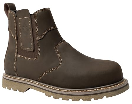 Apache Crater Brown Leather Safety Shoe | Size 8 UK | Steel Toe Cap | Midsole Protection | Durable Outsole | SB and SRA Safety Approved