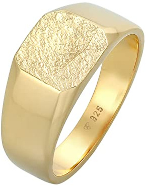 Kuzzoi Siegelring Herrenring 11 mm quadratisch matt 925 Silber vergoldet | Klassischer Herren Silberring massiv breit Goldener Ring für Männer in der Ringgröße 60 - 66