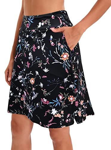 Jhsnjnr Women's Tennis Skirts Knee Length Skorts Skirts High Waist Golf Skort with Shorts