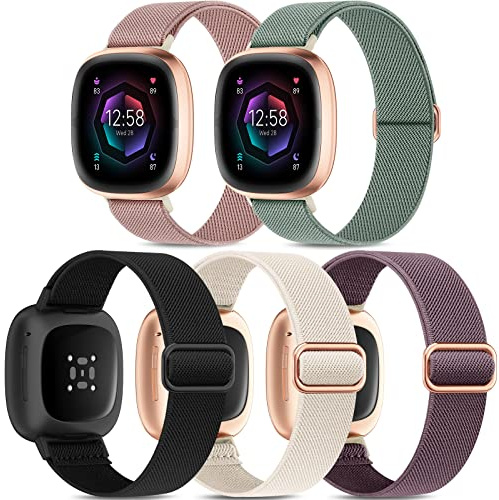 Higgs Armbänder kompatibel mit Fitbit Versa 4 Armband / Fitbit Versa 3 Armband / Fitbit Sense 2 Bänder für Damen und Herren, weiches elastisches Nylon-Sport-Ersatzband für Versa 4/Versa 3/Sense, Farbe