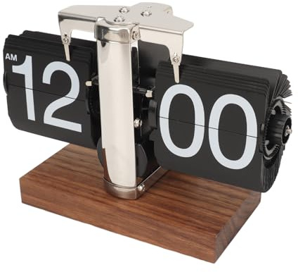 Syrisora ​​Digitale Klappuhr Im Retro-Stil, Automatisch Drehend, Batteriebetrieben, Mechanische Uhr Zuhause, Zimmer, Büro, Dekoration (Edelstahl schwarz)