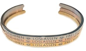 Eleganter Armreif in silber, gold oder rosegold mit Mantra und Spruch-Gravur, 2 Größen